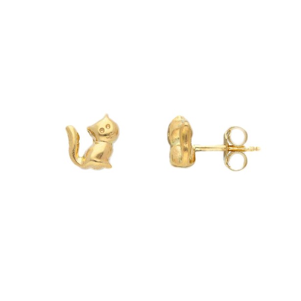 Orecchini lobo in oro giallo 750/ooo con gatto