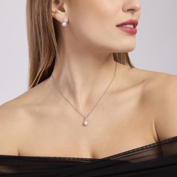 MABINA 553701 - Girocollo in argento 925/°°° perla coltivata e zirconi