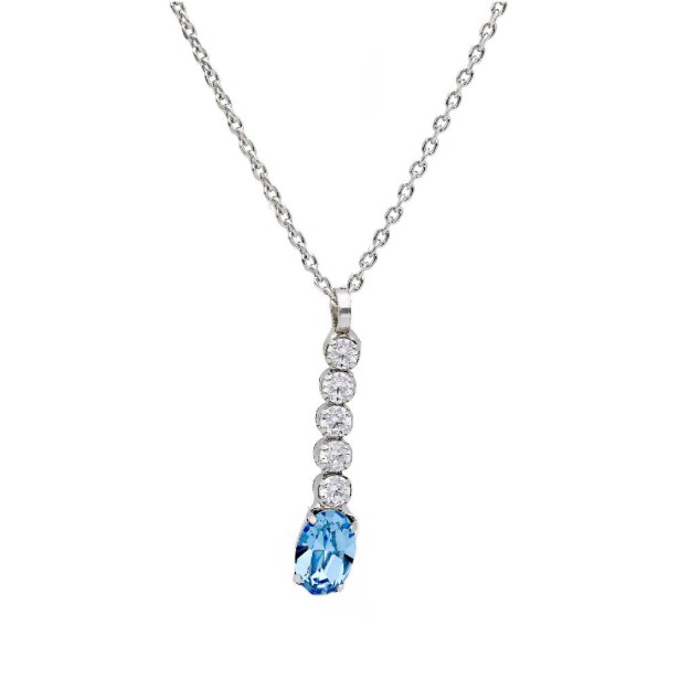 Girocollo in argento 925/ooo zirconia cubica e cristallo artificiale azzurro