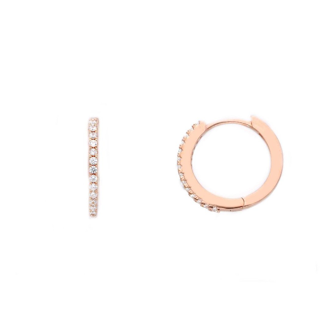 Orecchini cerchio in argento rose 925/ooo e zirconia cubica