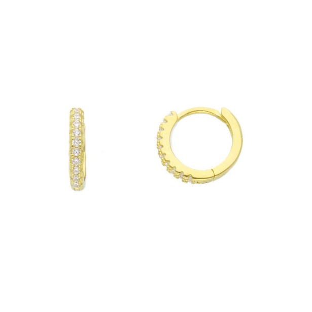 Orecchini cerchio in argento dorato 925/ooo e zirconia cubica