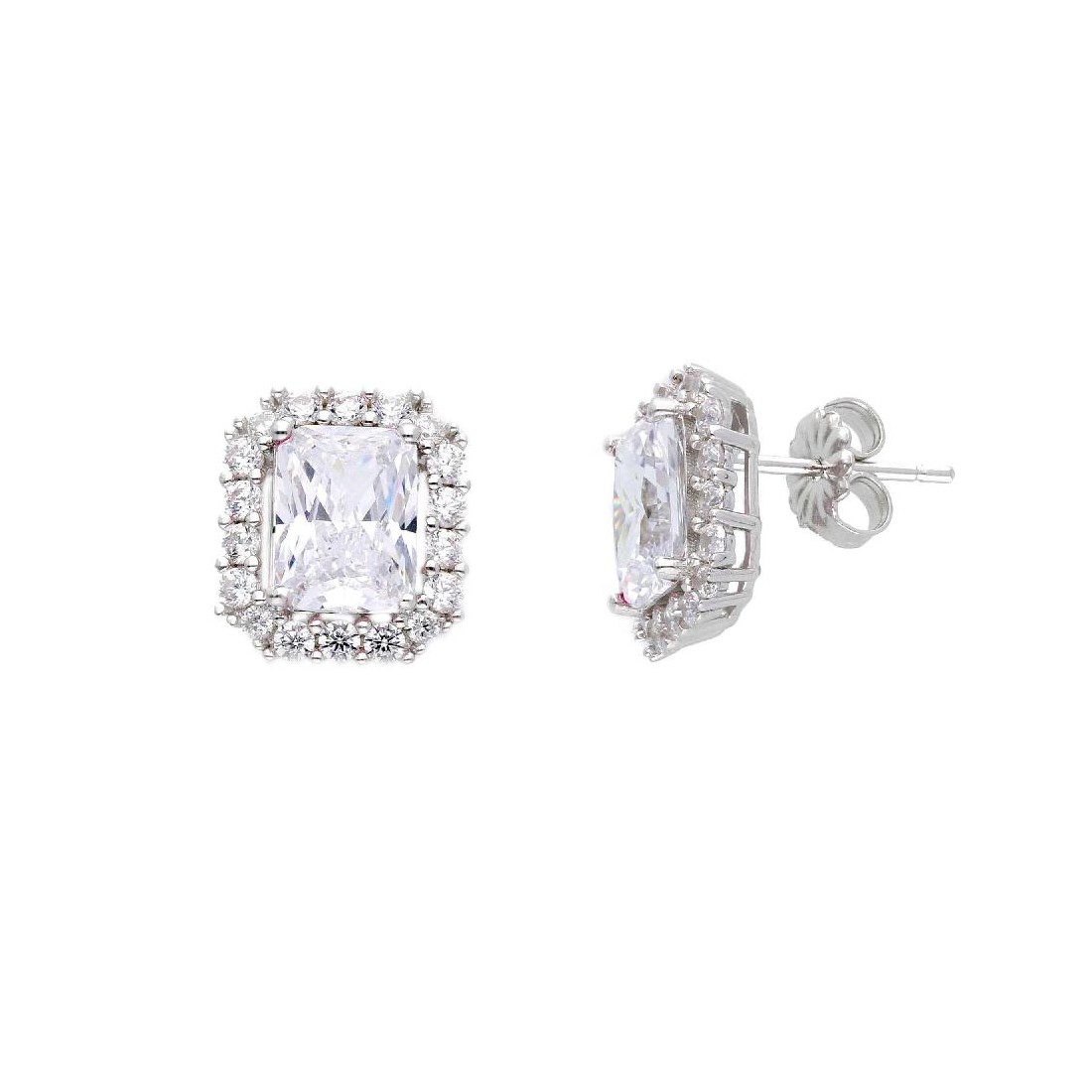Orecchini lobo in argento 925/ooo zirconia cubica e cristallo artificiale