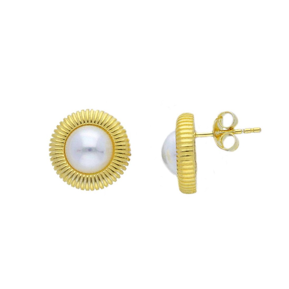 Orecchini lobo in argento dorato 925/oo e perla