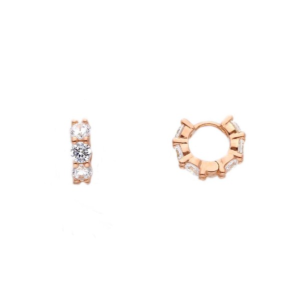 Orecchini cerchio in argento rose' 925/ooo e zirconia cubica