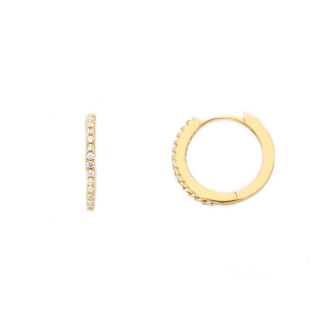 Orecchini cerchio in argento dorato 925/ooo e zirconia cubica