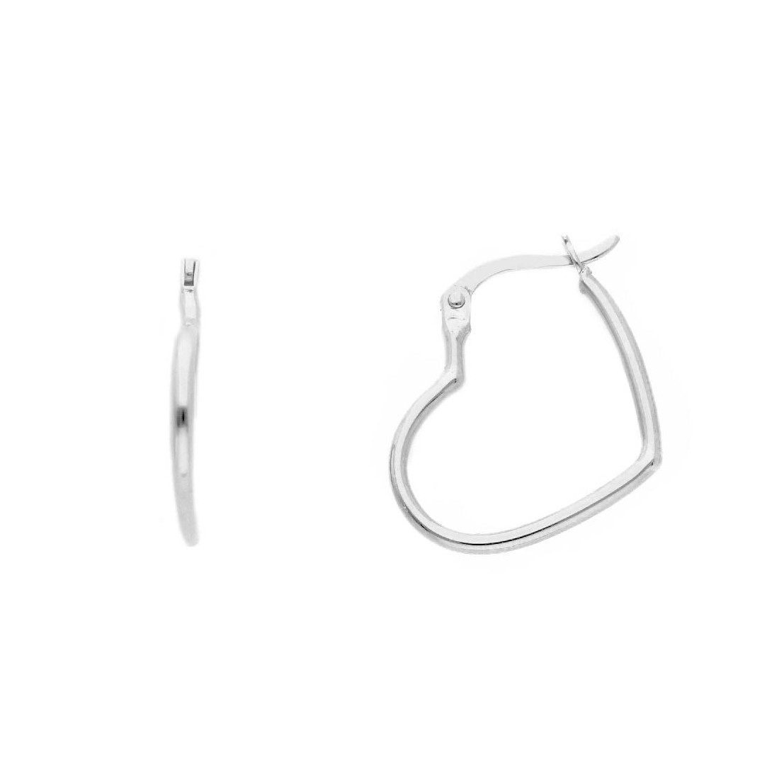Orecchini cerchio in oro bianco 375/ooo con cuore