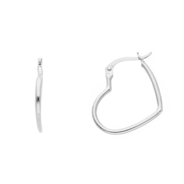 Orecchini cerchio in oro bianco 375/ooo con cuore
