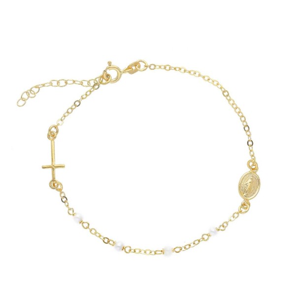 Bracciale rosario in oro giallo 375/°°° e perle