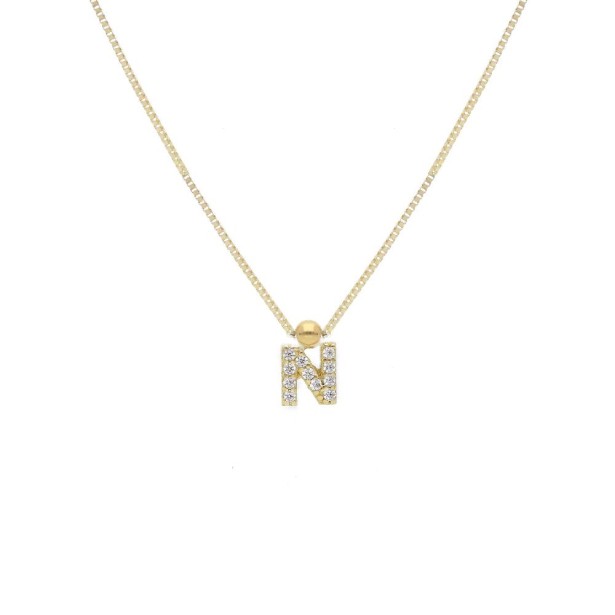 Girocollo in oro giallo 375/ooo e zirconia cubica con iniziale