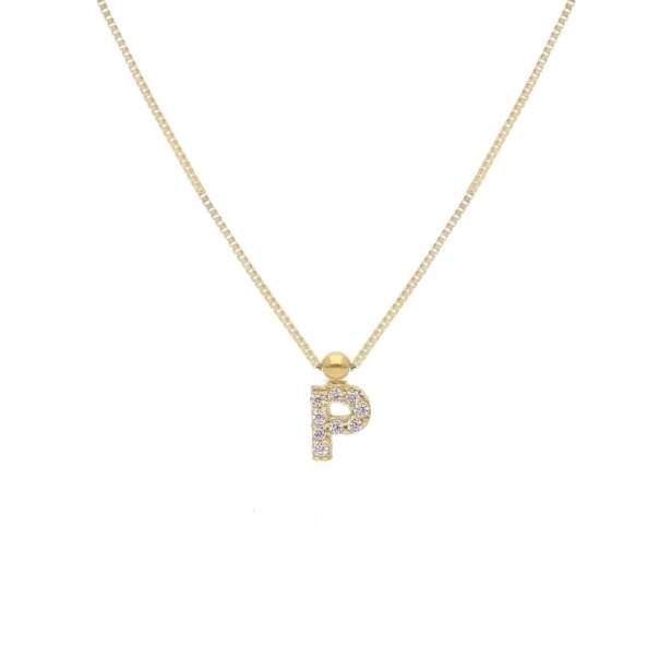 Girocollo in oro giallo 375/ooo e zirconia cubica con iniziale