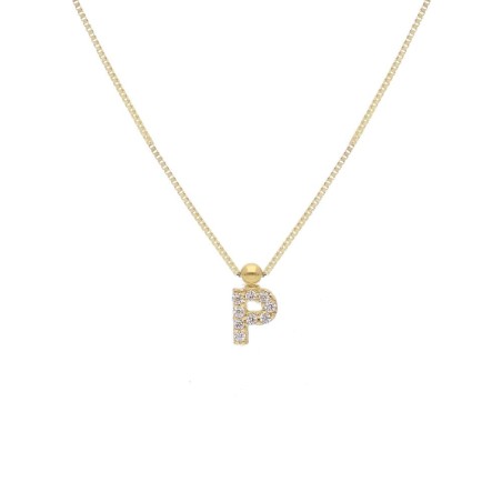 Girocollo in oro giallo 375/ooo e zirconia cubica con iniziale