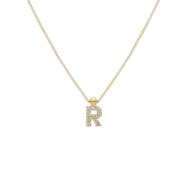 Girocollo in oro giallo 375/ooo e zirconia cubica con iniziale