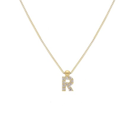 Girocollo in oro giallo 375/ooo e zirconia cubica con iniziale