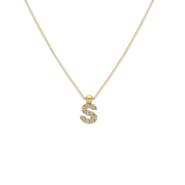 Girocollo in oro giallo 375/ooo e zirconia cubica con iniziale