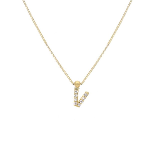 Girocollo in oro giallo 375/ooo e zirconia cubica con iniziale