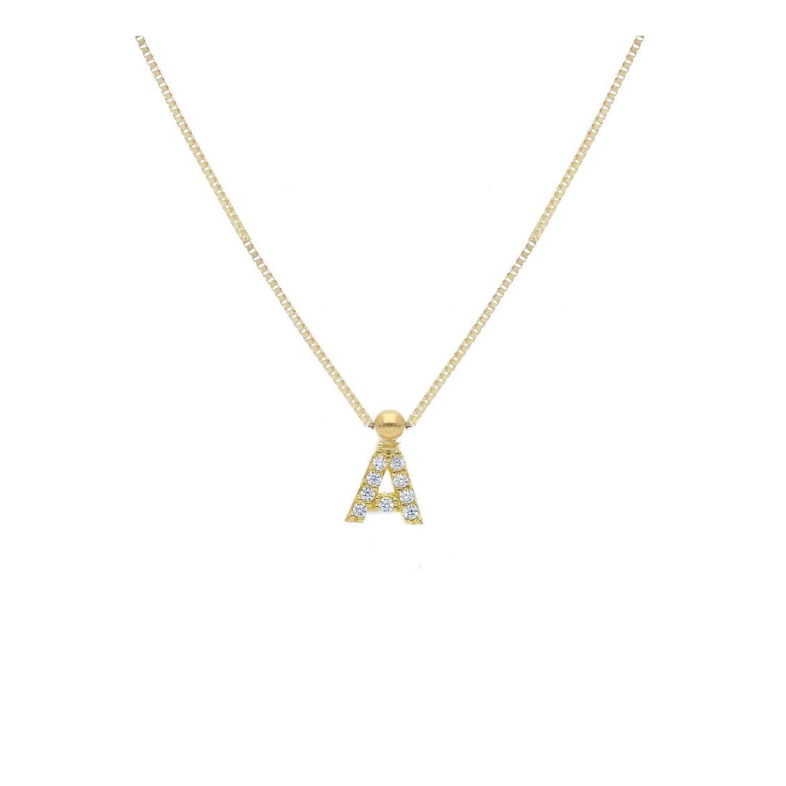 Girocollo in oro giallo 375/ooo e zirconia cubica con iniziale