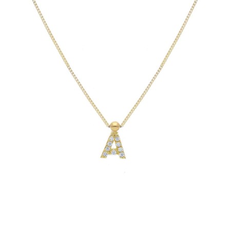 Girocollo in oro giallo 375/ooo e zirconia cubica con iniziale