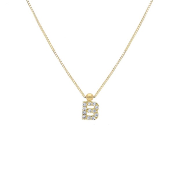 Girocollo in oro giallo 375/ooo e zirconia cubica con iniziale