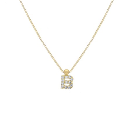 Girocollo in oro giallo 375/ooo e zirconia cubica con iniziale