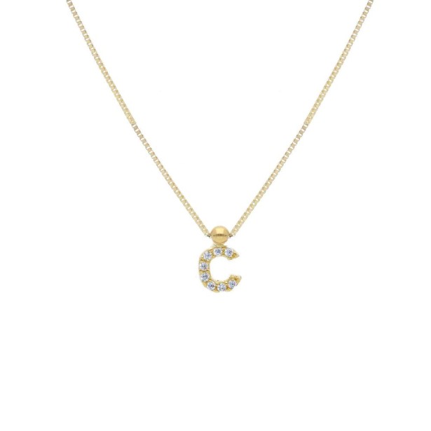 Girocollo in oro giallo 375/ooo e zirconia cubica con iniziale