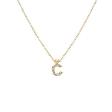Girocollo in oro giallo 375/ooo e zirconia cubica con iniziale