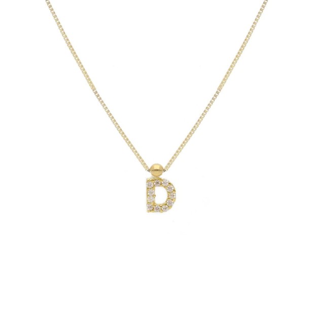 Girocollo in oro giallo 375/ooo e zirconia cubica con iniziale