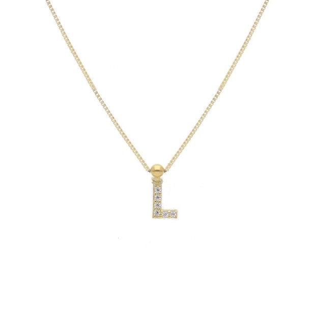 Girocollo in oro giallo 375/ooo e zirconia cubica con iniziale
