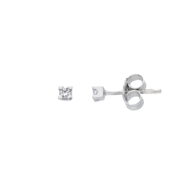 Orecchini punto luce in oro bianco 750/°°° e diamante