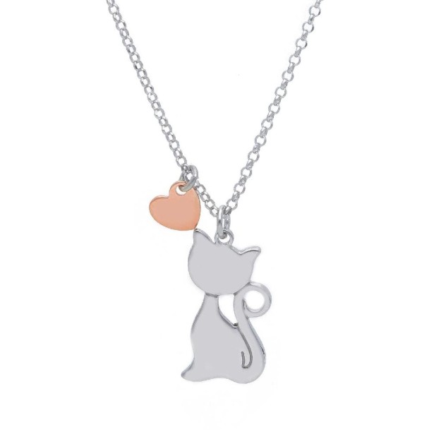 Girocollo in argento bicolore 925/ooo con cuore egatto
