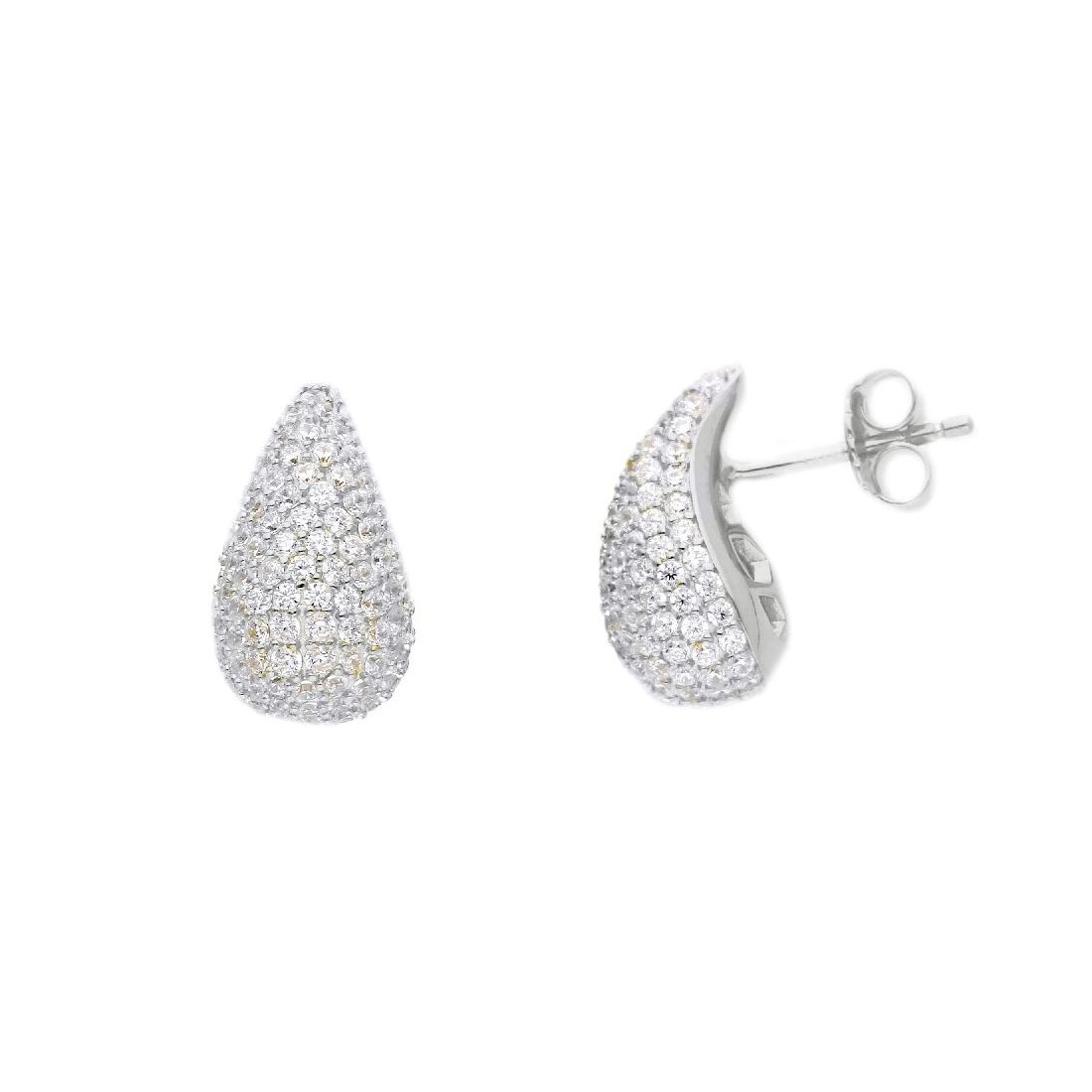 Orecchini lobo in argento 925/ooo e zirconia cubica con goccia