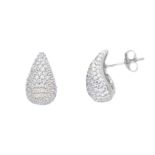 Orecchini lobo in argento 925/ooo e zirconia cubica con goccia