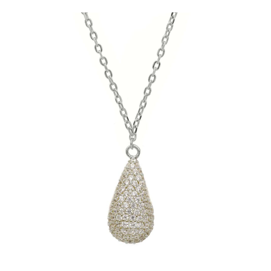 Girocollo in argento 925/ooo e zirconia cubica con goccia