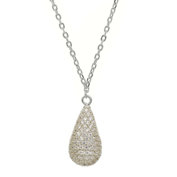 Girocollo in argento 925/ooo e zirconia cubica con goccia