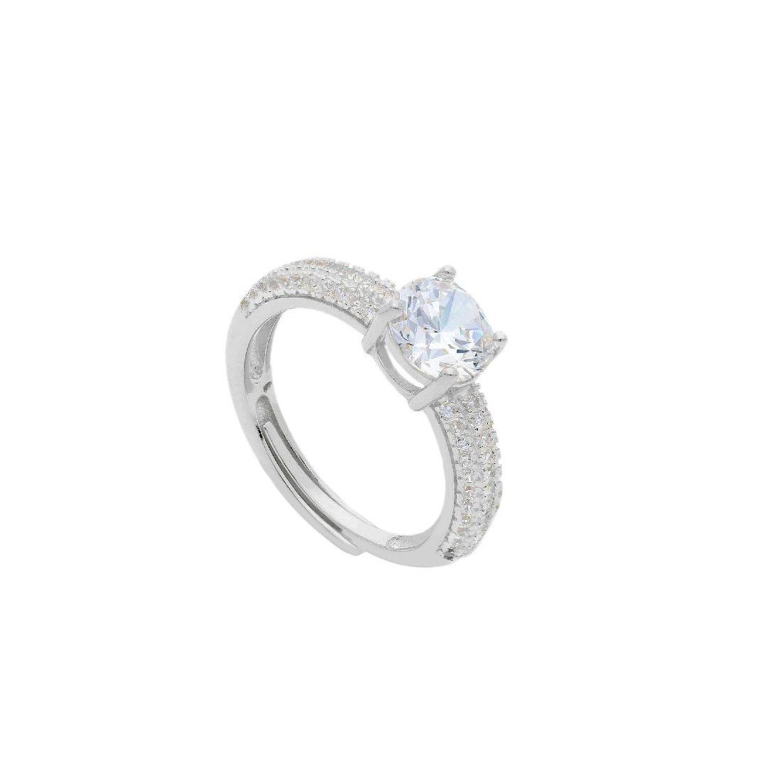Anello solitario in argento 925/ooo e zirconia cubica