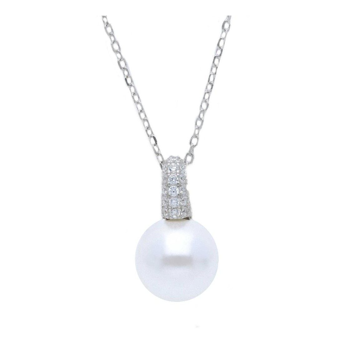 Girocollo in argento 925/ooo zirconia cubica e perla