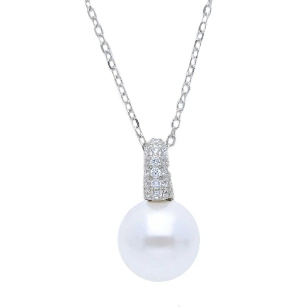 Girocollo in argento 925/ooo zirconia cubica e perla