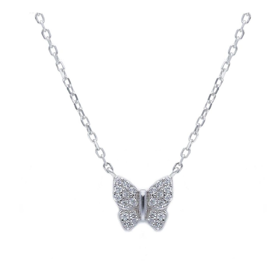 Girocollo in argento 925/ooo e zirconia cubica con farfalla