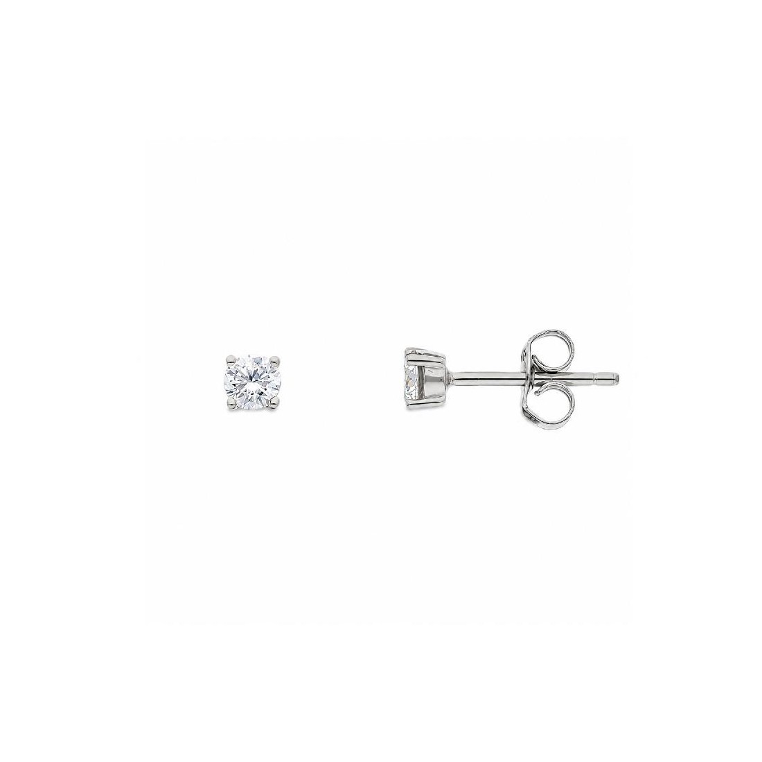 Orecchini punto luce in oro bianco 375/ooo e zirconia cubica