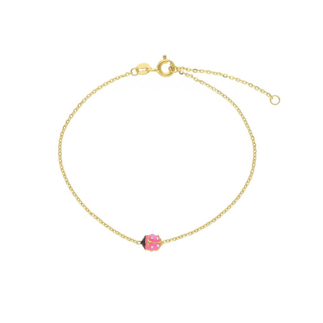 Bracciale in oro giallo 375/ooo e smalto con coccinella