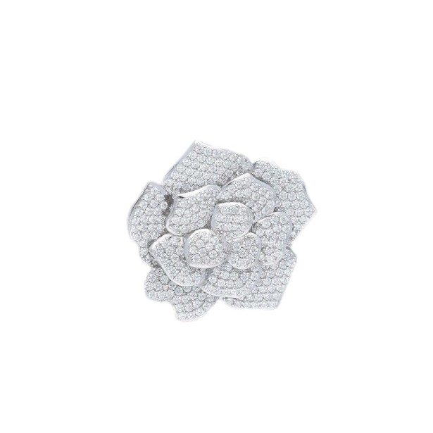Spilla in argento 925/ooo e zirconia cubica con fiore