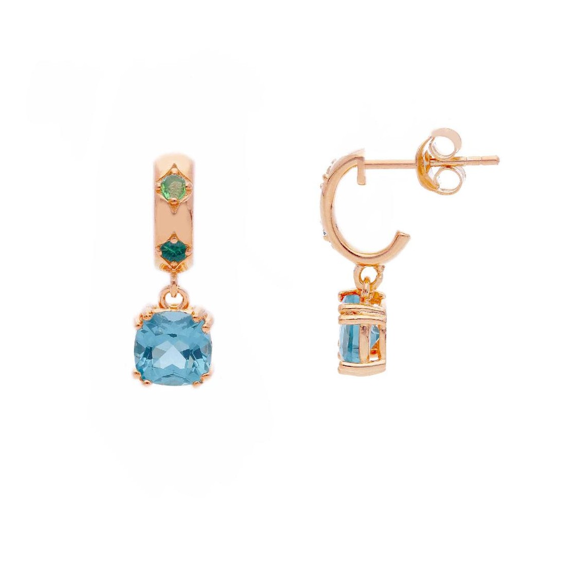 Orecchini pendenti in argento ros  925/ooo e cristallo artificiale multicolor