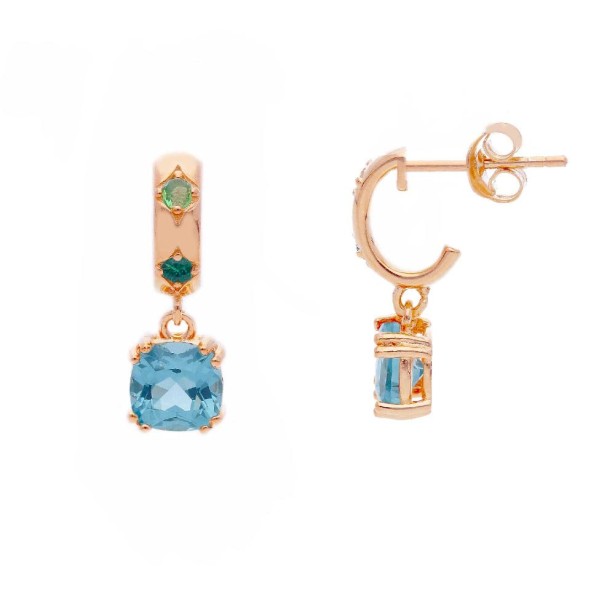 Orecchini pendenti in argento ros  925/ooo e cristallo artificiale multicolor