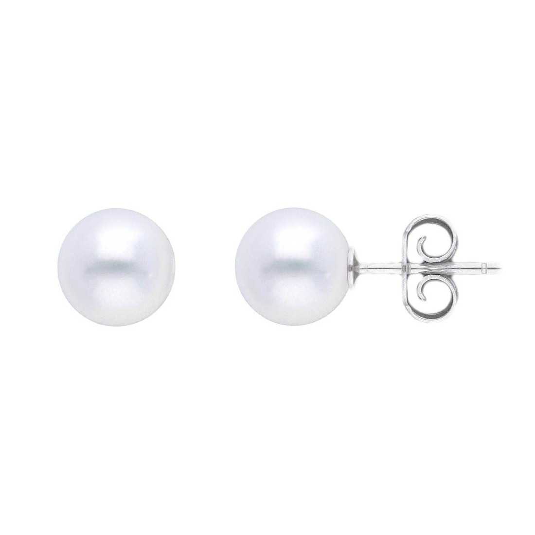Orecchini lobo in oro bianco 750/°°° e perla