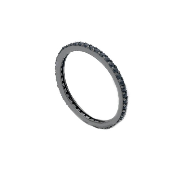 Anello eternity in argento brunito 925/°°° e cristallo artificiale neri