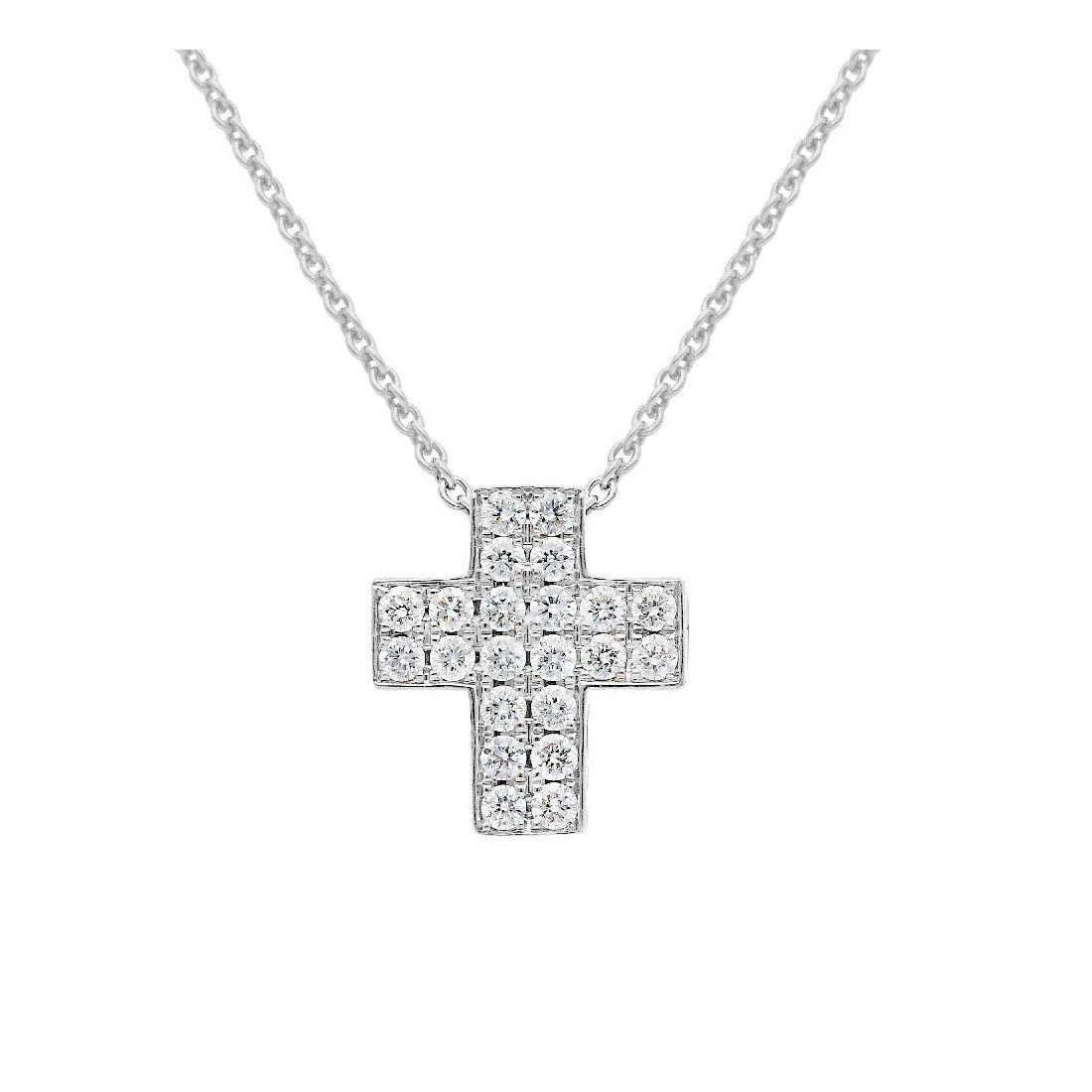 Girocollo in oro bianco 750/°°° e diamante con croce