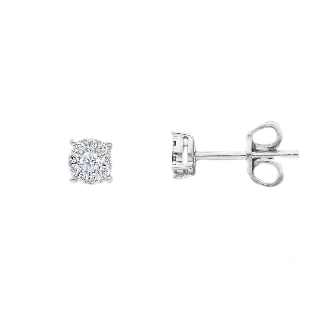 Orecchini punto luce in oro bianco 750/°°° e diamante