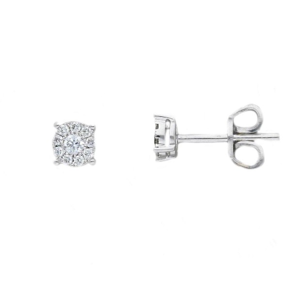Orecchini punto luce in oro bianco 750/°°° e diamante
