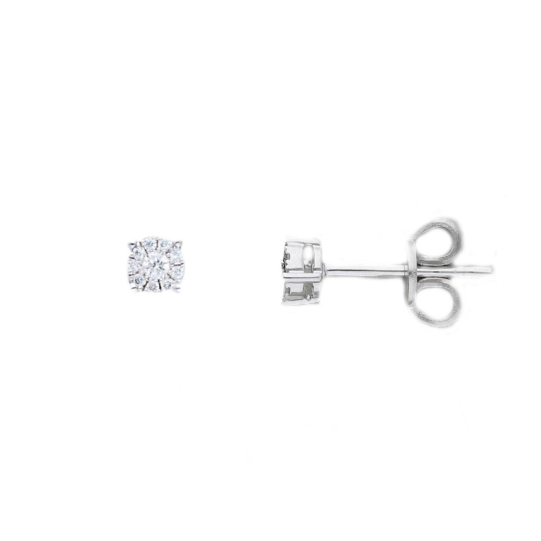 Orecchini punto luce in oro bianco 750/°°° e diamante