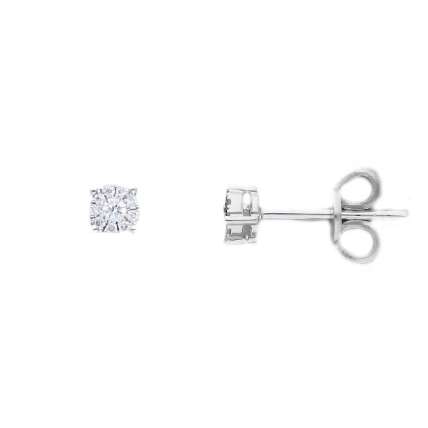 Orecchini punto luce in oro bianco 750/°°° e diamante