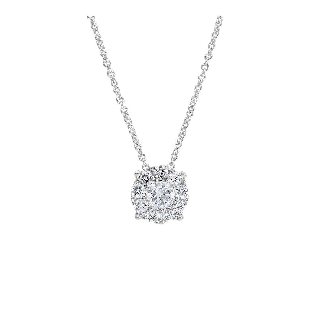 Girocollo punto luce in oro bianco 750/°°° e diamante